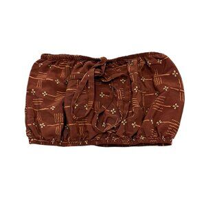 Women’s The Cocktail Hour Strapless Tie Top Rust Brown Cotton Elastic Bandeau